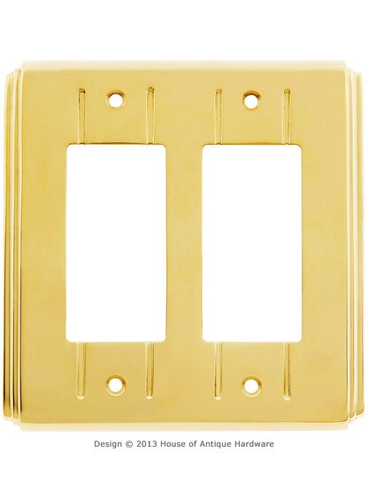 Streamline GFI / Decora Cover Plate - Double Gang in Unlacquered Brass.